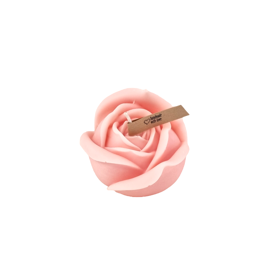 Handgemachte Sojawachs- Kerze: Rose weiß in Geschenktüte